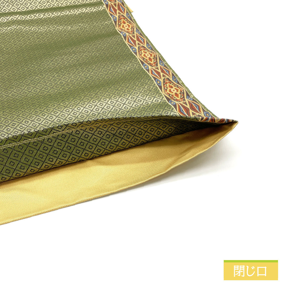 Nishijin-ori obi, pure silk, grade A, koji dust color, 444cm long, six-pass, semi-formal, green, 1123016403319