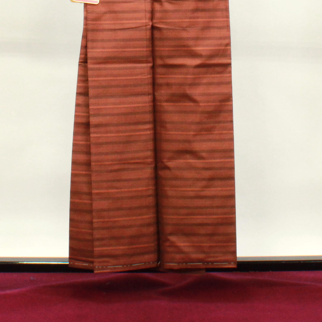 紬 正絹 身丈155.5cm 裄丈62.5cm  横段 Aランク 袷 茶系 1116002793314