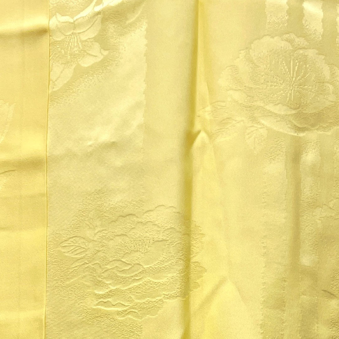Long undergarment, pure silk, length 122cm, sleeve length 63.5cm, lined, for long-sleeved kimono, with embroidered collar, floral pattern, S rank, yellow, 1129000362123