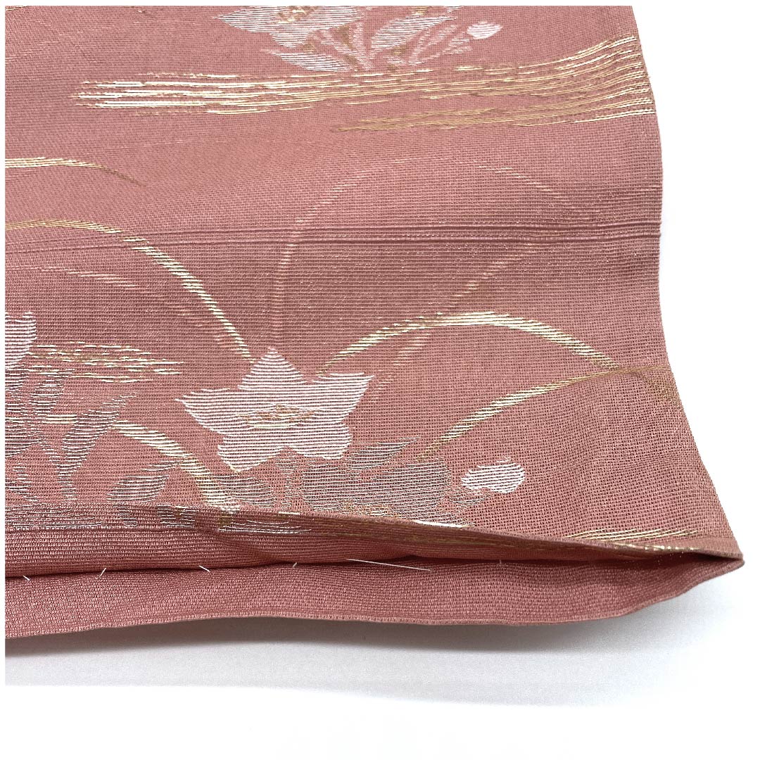 袋帯 浅蘇芳色（あさきすおういろ） 夏帯 桔梗 露芝 夏物 帯丈432cm 正絹 Aランク 六通 フォーマル ピンク系 1123007663313