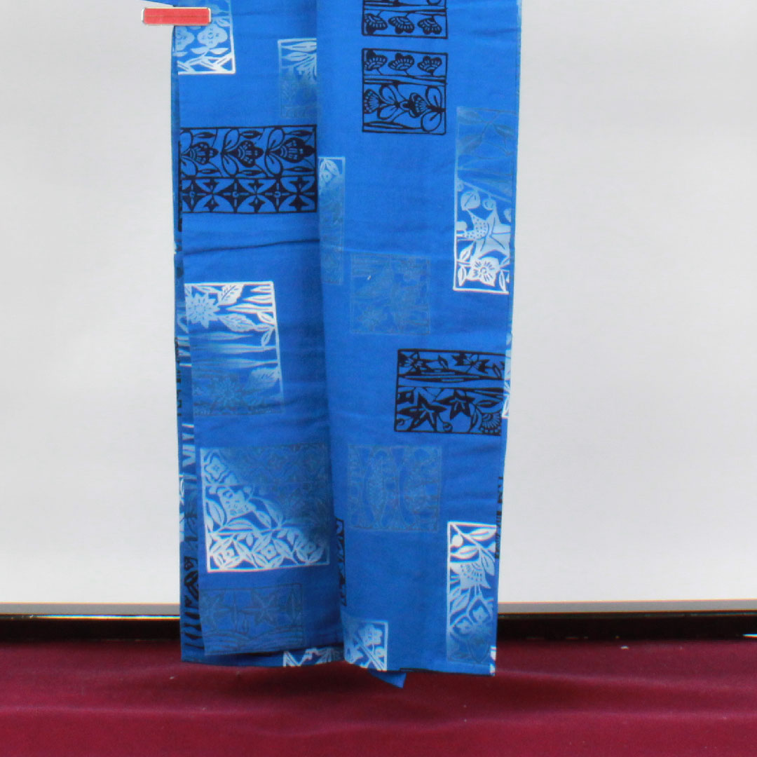Yukata, blue, abstract pattern, cotton, S rank, single layer, length 159cm, sleeve length 66.5cm, blue, 1118002422317