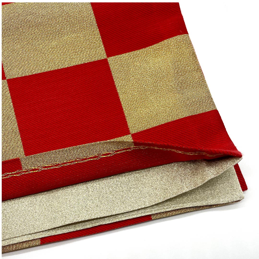 Gold-colored Fukuro Obi for Furisode, Checkered, Length 432cm, Pure Silk, A-Rank, Six-way, Formal, Gold-based, 1123006233321