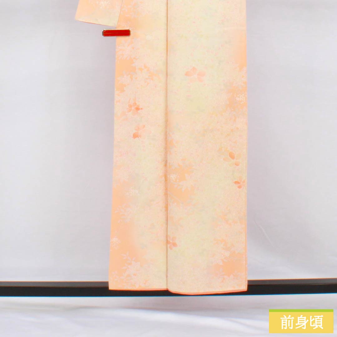 Small pattern, pure silk, length 154.5cm, sleeve length 63.5cm, lined, vermilion, all flowers, B rank, orange, 1115004994226