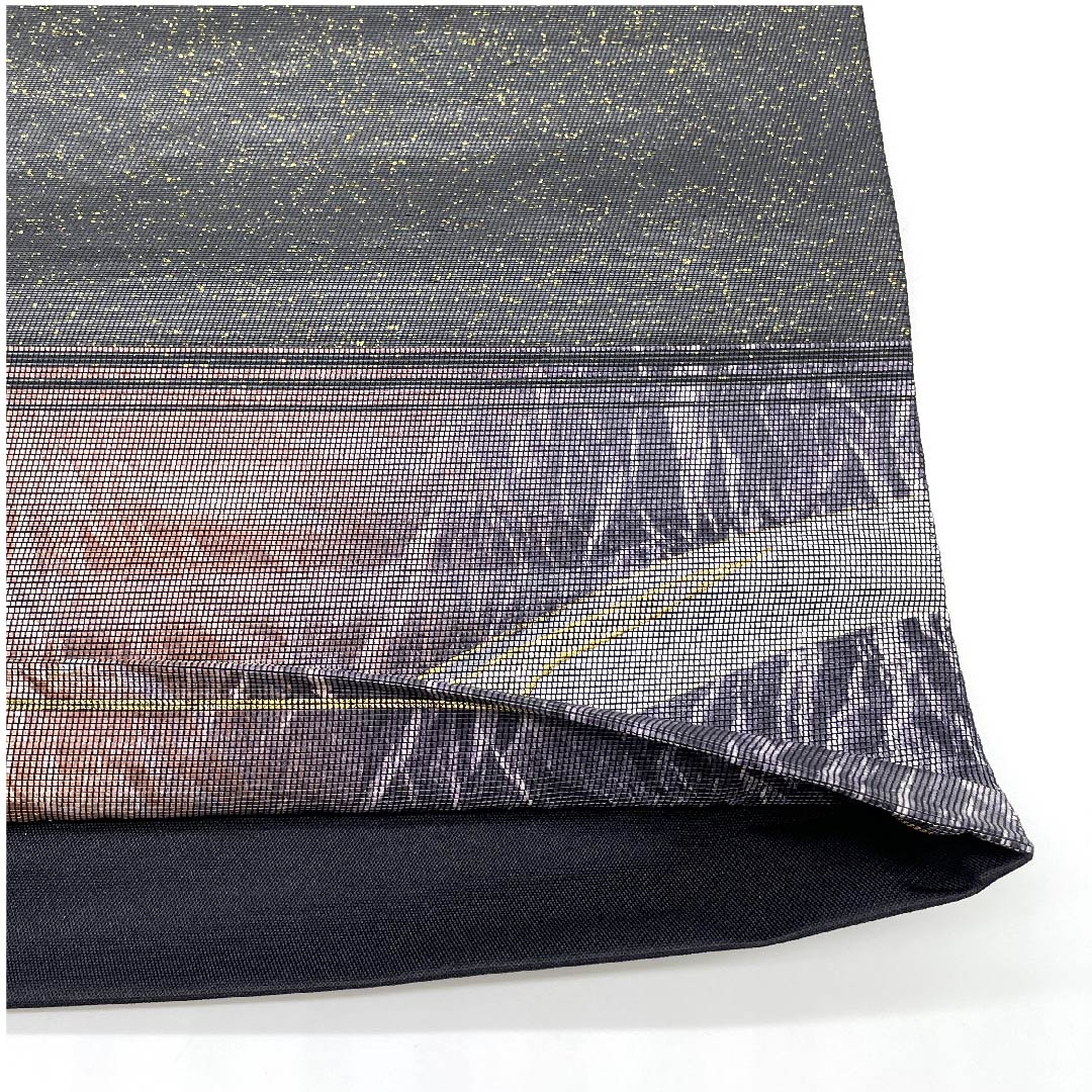 Fukuro Obi Black Bamboo Pattern Obi Length 442cm Pure Silk S Rank Point Pattern Semi-Formal Black 1123009412310