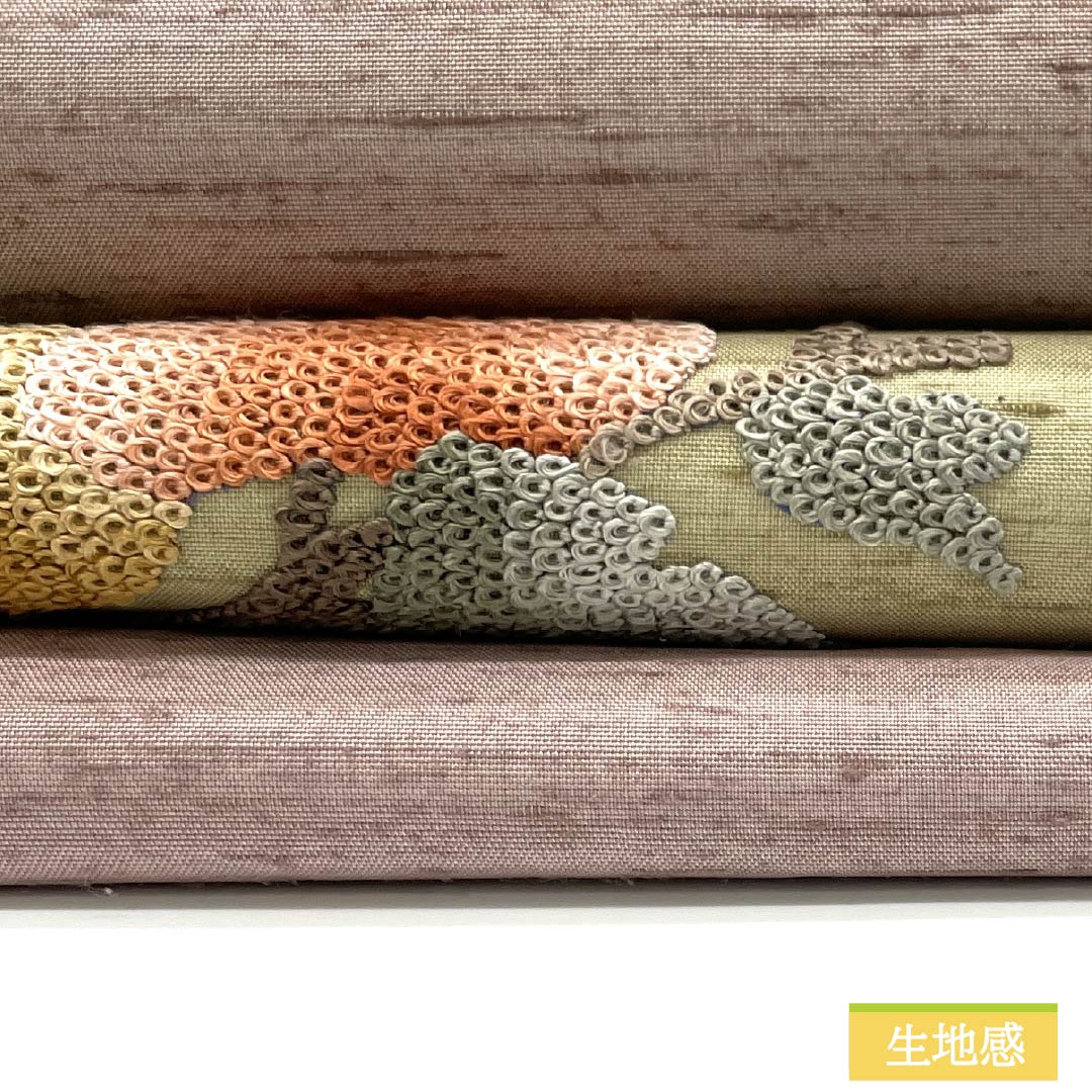Nagoya obi, Sagara embroidery, Ushiku Tsumugi fabric, fruit, obi length 381cm, pure silk, S rank, point pattern, casual, gradation style, 1124007382499, Nagoya tailoring