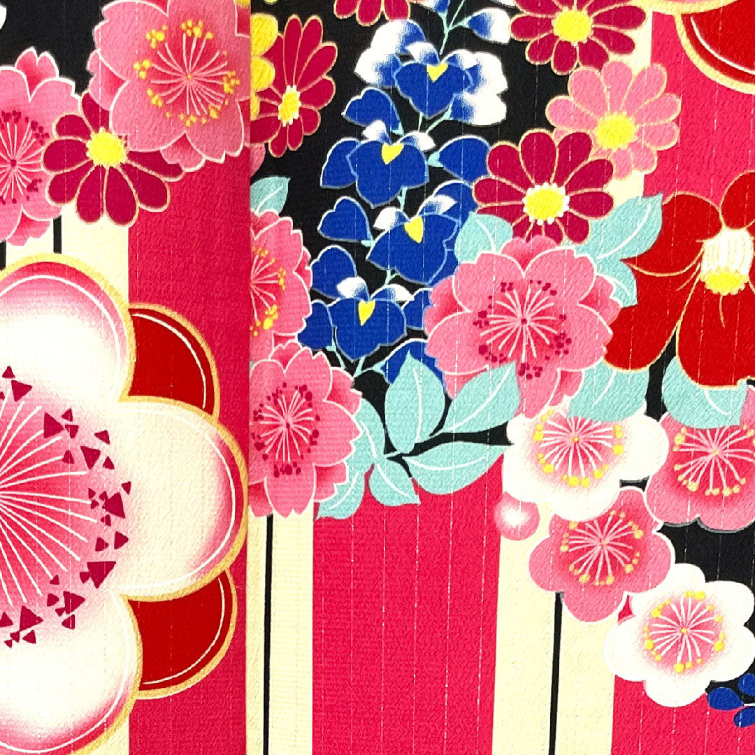 Long-sleeved kimono, length 170.5cm, sleeve length 67cm, lined, scarlet, washable kimono, plum, poly, S rank, pink, 1113001312613