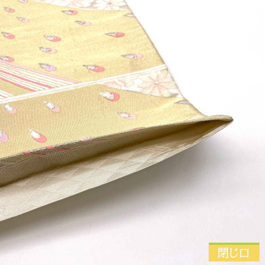 Pure silk fukuro obi for furisode, peacock and flower pattern, obi length 442cm, S rank, six-way, formal, silver, 1123013972322