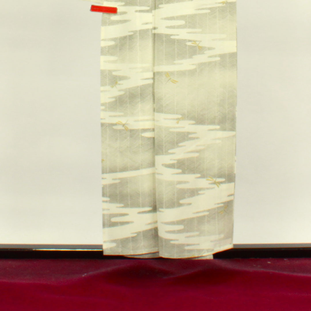 夏物 正絹 小紋 身丈155cm 裄丈62cm 乳白色（にゅうはくしょく） トンボ 道長取り 絽 Sランク クリーム系 1132000602315