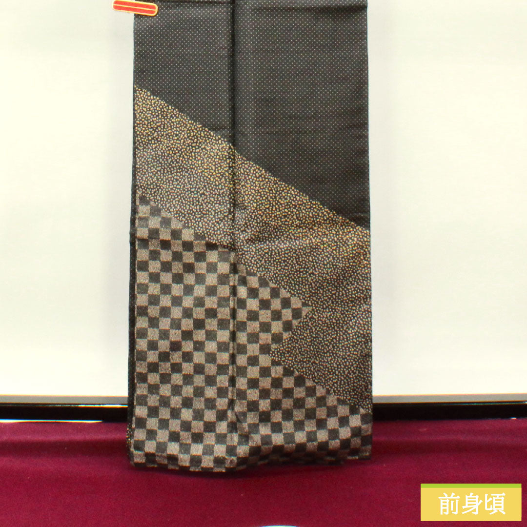 Homongi, pure silk, lined, length 164.5cm, sleeve length 63.5cm, Kyutaro Kawamura, Oshima Tsumugi, embroidery, Super Guard processing, S rank, gray, 1112004002422