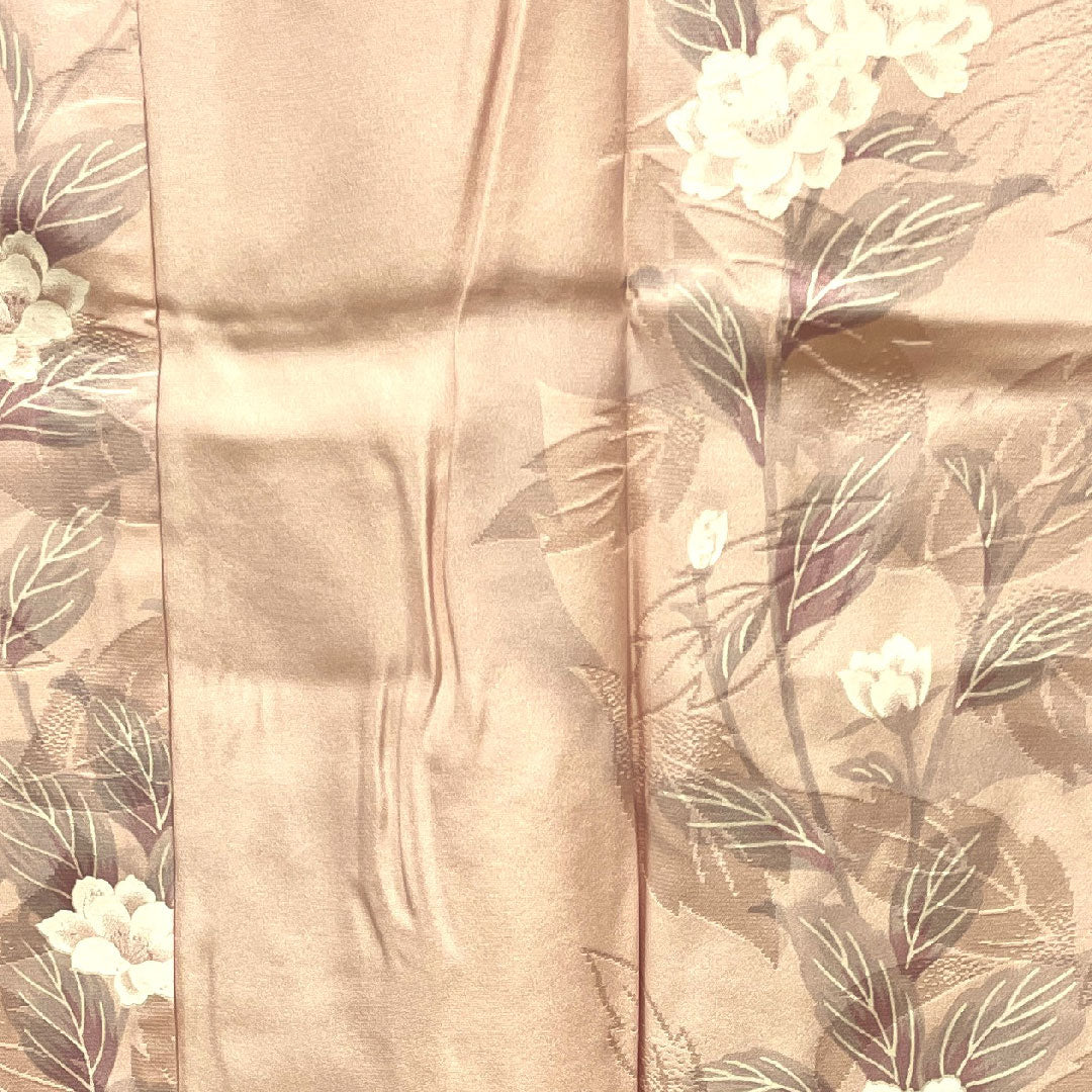 Long undergarment, pure silk, length 122cm, sleeve length 64cm, lined, floral pattern, S rank, pink, 1129000412113