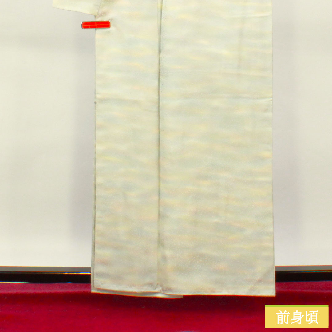 色無地 正絹 身丈159.5cm 裄丈64.5cm  ぼかし染 一つ紋 沢瀉 袷 Sランク グラデーション系 1114001332399