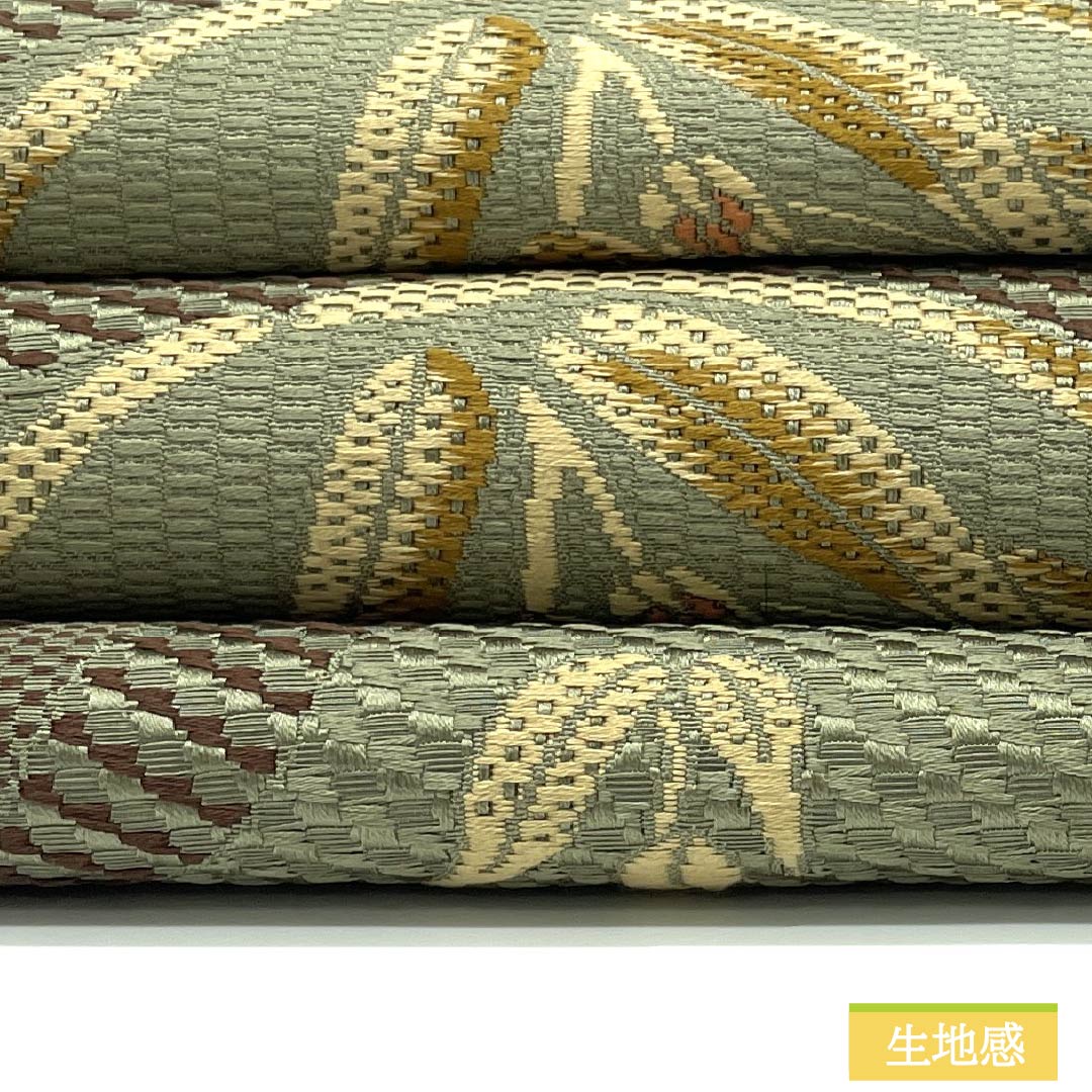 Nagoya Obi, Pure Silk, S-Rank, Aoyagi Nezuiro (Aoyagi Gray), Floral Pattern, Hakata-ori, Length 358cm, Six-Ply, Casual, Green, Product Number 1124009512319, Nagoya Style