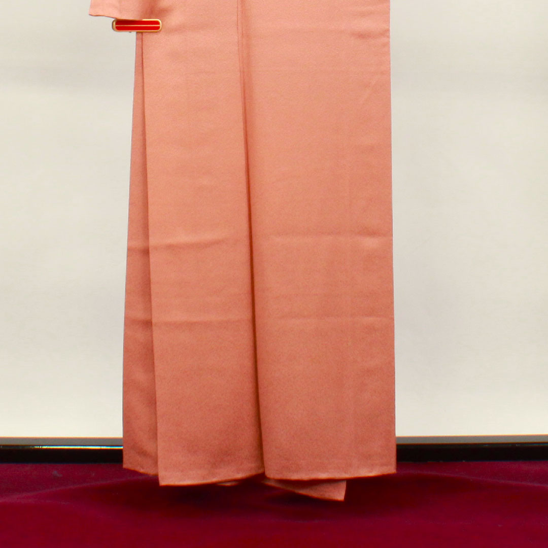 色無地 正絹 桃染色 百貫達雄 加賀友禅 五三桐  身丈158cm 裄丈62.5cm 袷  Aランク ピンク系 1114000953313