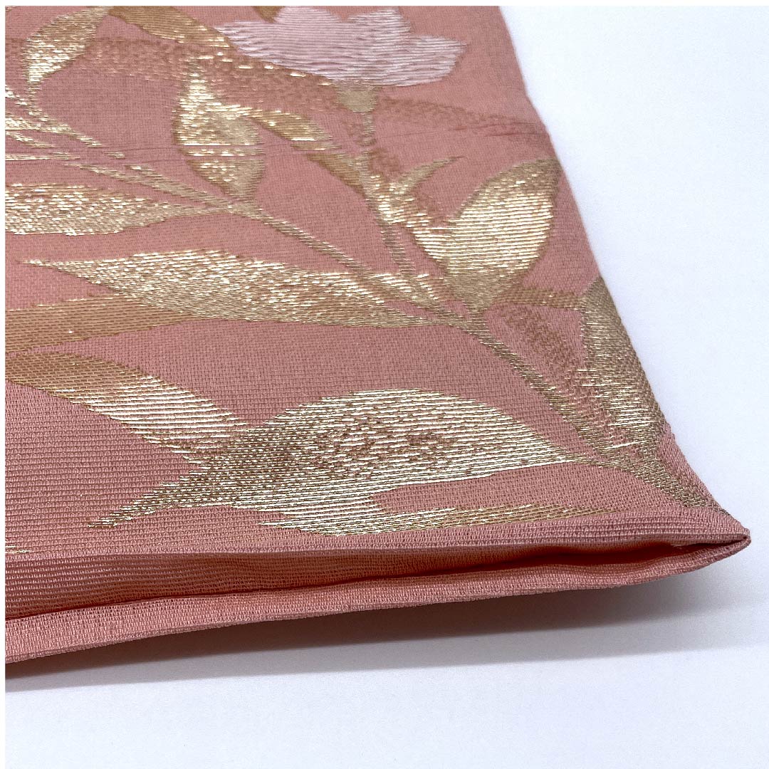 袋帯 薄紅梅色（うすこうばいいろ）夏帯 桔梗 露芝 帯丈424cm 正絹 Sランク 六通 フォーマル ピンク系 1123007272313