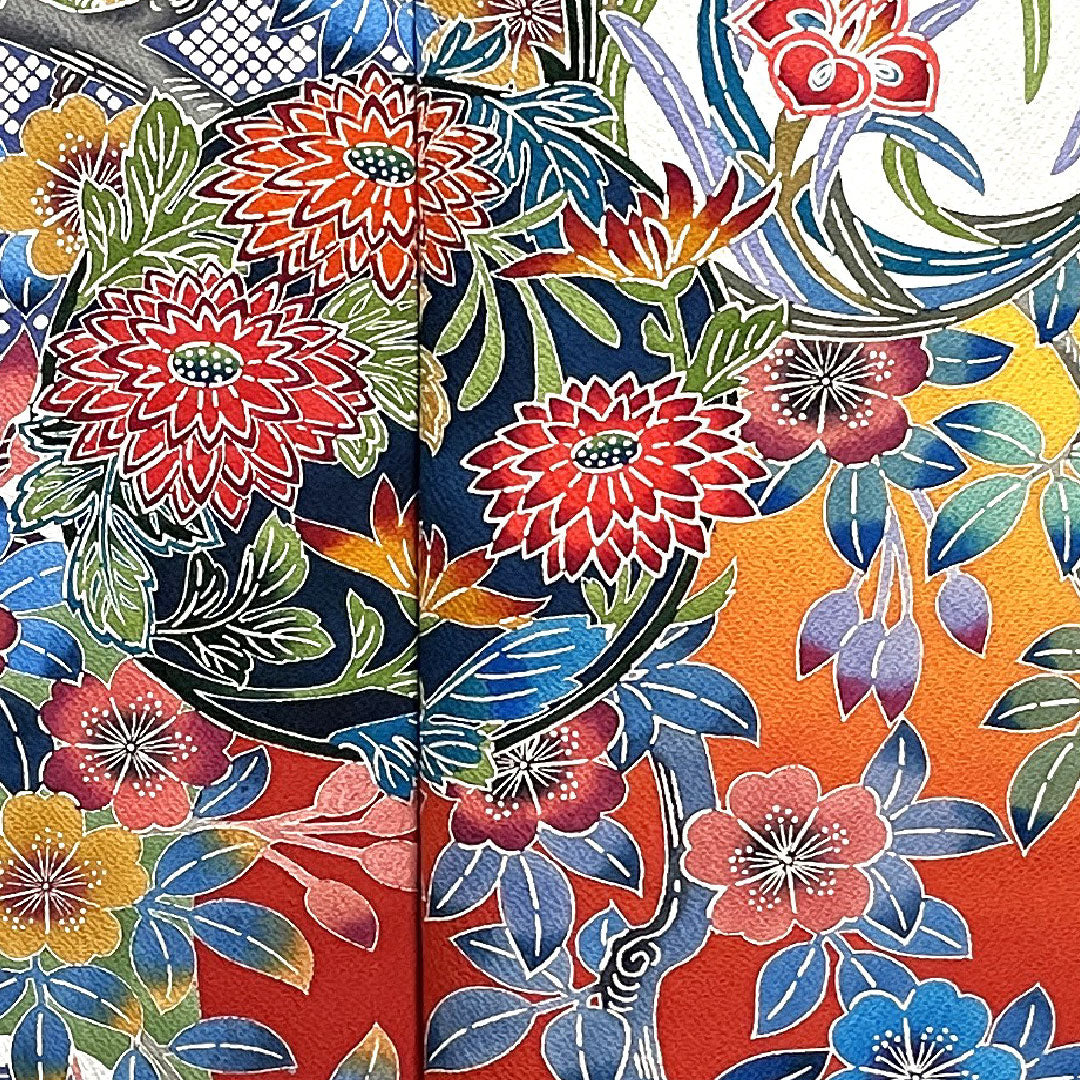 振袖 身丈157cm 裄丈65cm 袷  作家物 京紅型 櫨染色  正絹 Sランク 黄系 1113000032323