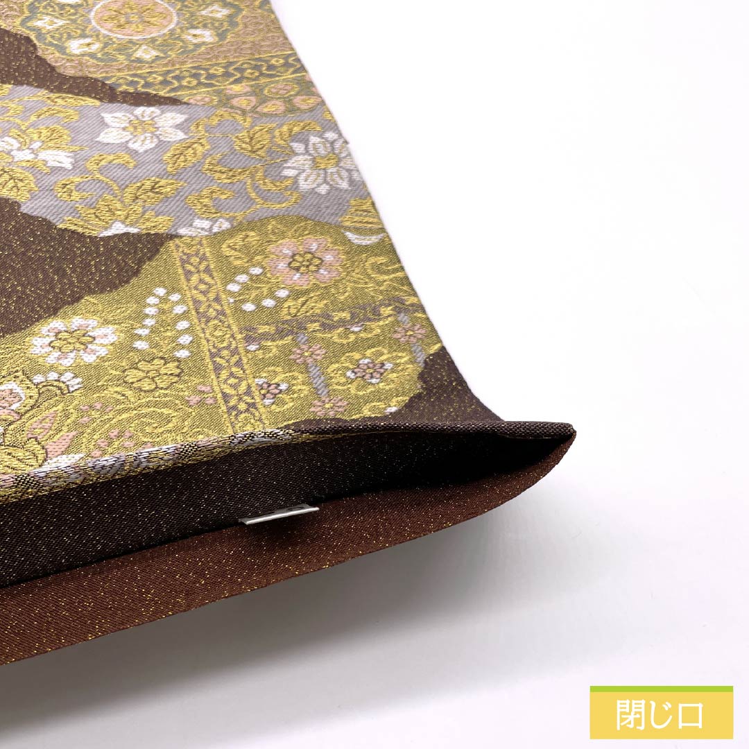 Fukuro Obi (Sash) made of pure silk, iron black, for Tomesode, floral pattern, flower arabesque, obi length 430cm, S rank, six-pass, formal, brown, 1123014022314