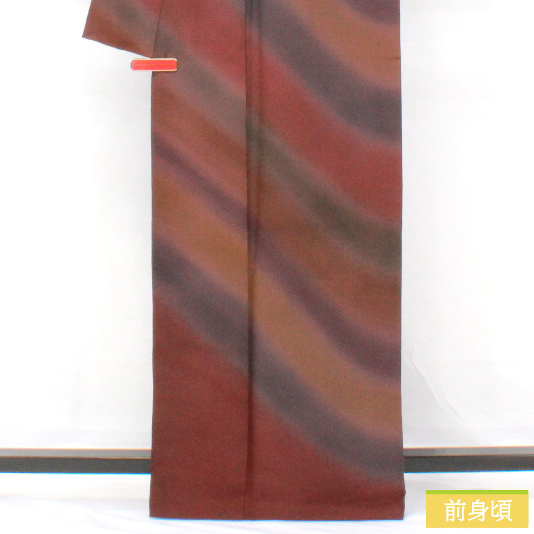 小紋 正絹 身丈165cm 裄丈66.5cm 袷 ぼかし染 抽象模様 草木染 Aランク グラデーション系 1115004743599