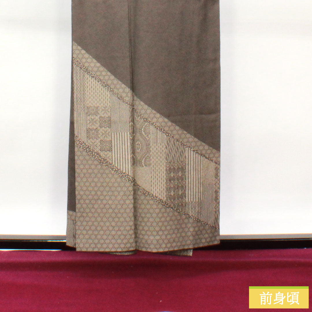 Homongi, pure silk, lined, length 156.5cm, sleeve length 64cm, Edo Komon, shark pattern, S rank, black, 1112004022310
