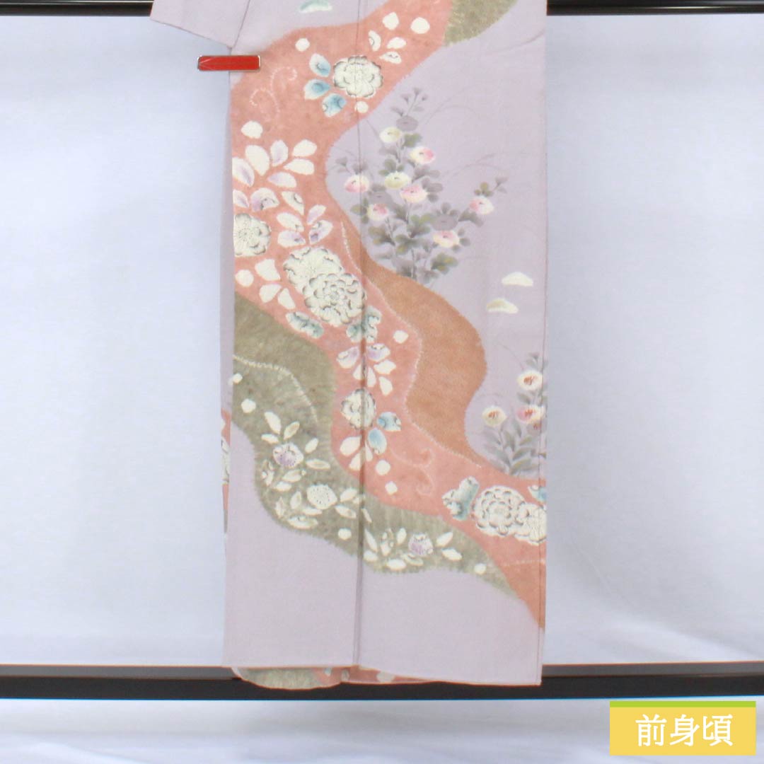 訪問着 正絹 Aランク 袷 身丈151.5cm 裄丈62cm 霞色（かすみいろ） 京友禅 辻ヶ花 紫系 1112006793220
