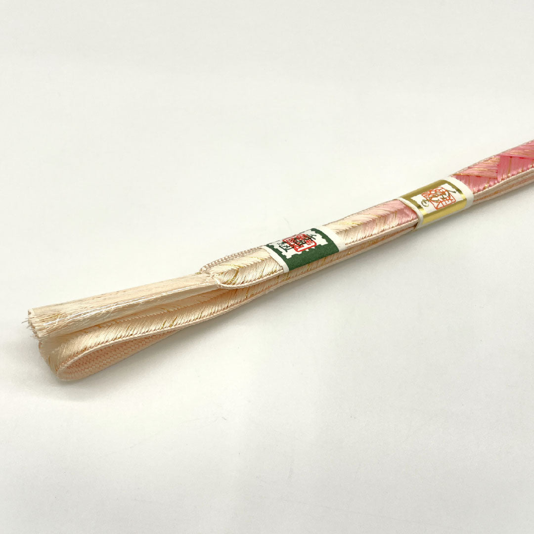 New Old Stock Obijime and Obiage Set, Pure Silk, New Rank, Peach Pink, Hand-braided Cord, Classic Pattern, Length approx. 160cm, Width approx. 1.7cm, Semi-formal, Pink Tones, 1141000581313