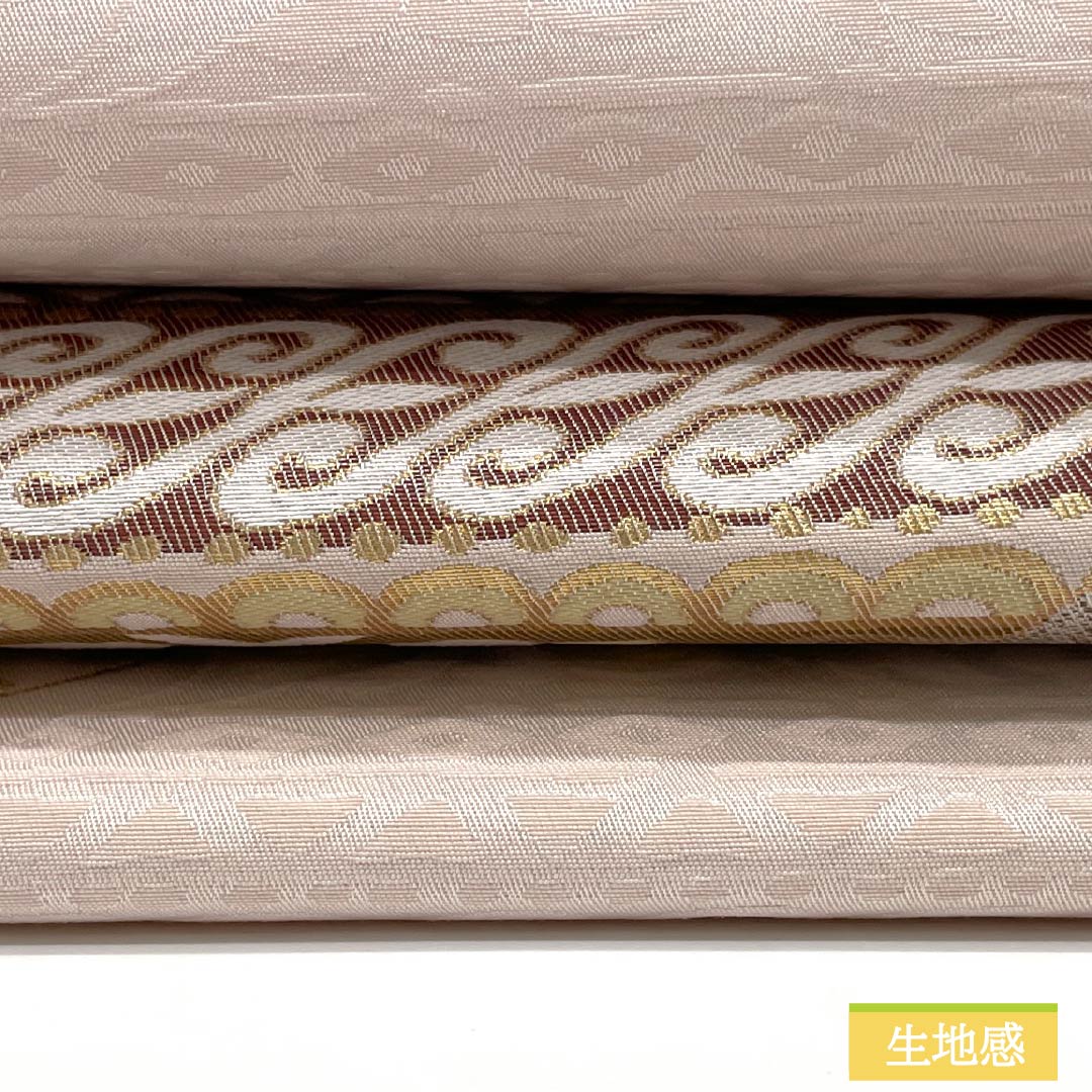 名古屋帯 ポリエステル Sランク 薄桜色（うすさくらいろ） 古典柄 唐花 帯丈370cm ポイント柄 セミフォーマル ピンク系 1124010802313 名古屋仕立て