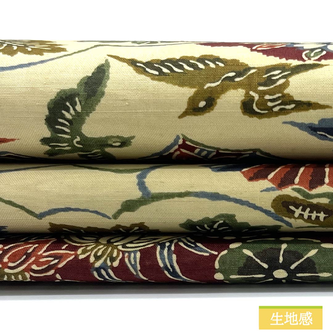 Nagoya obi, Geo-iro, Kyoto Bingata, Cloud pattern, Flower pattern, Length 348cm, Pure silk, S rank, Six-pass, Casual, Cream color, 1124007642315, Nagoya style