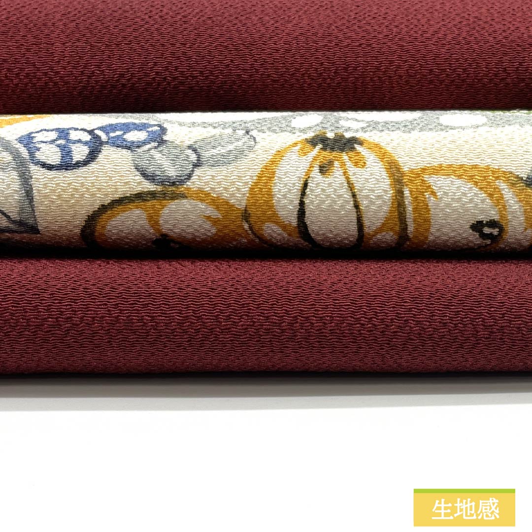 Nagoya obi, shrimp color, crepe fabric, Tsujigahana, obi length 366cm, pure silk, S rank, point pattern, casual, vermilion, 1124007482316, Nagoya style