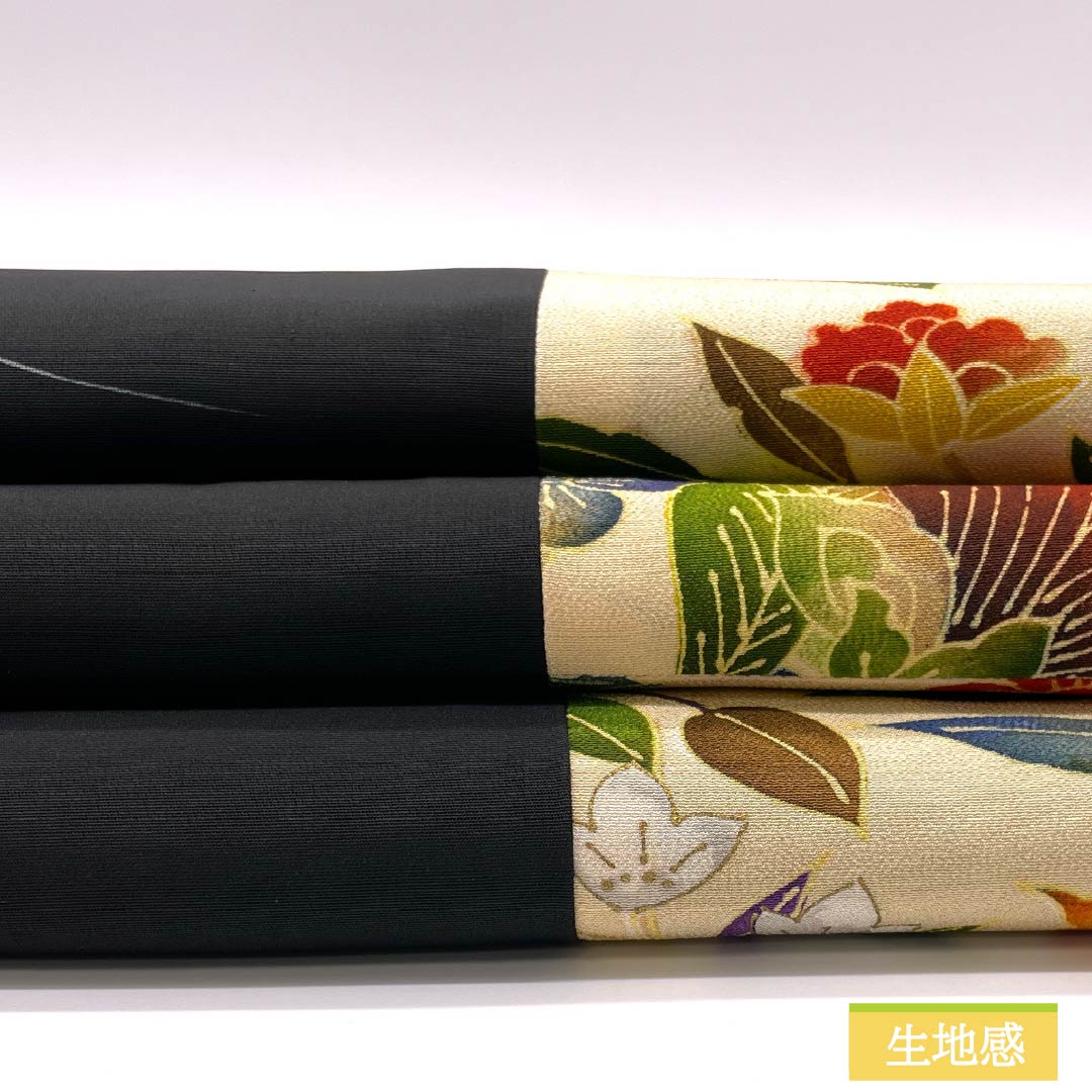 Nagoya Obi Obana-iro (Obana color) Dyed Obi Creative Obi Flower pattern Obi length 421cm Pure silk B rank Full length Casual Cream color 1124008154415 Nagoya tailoring