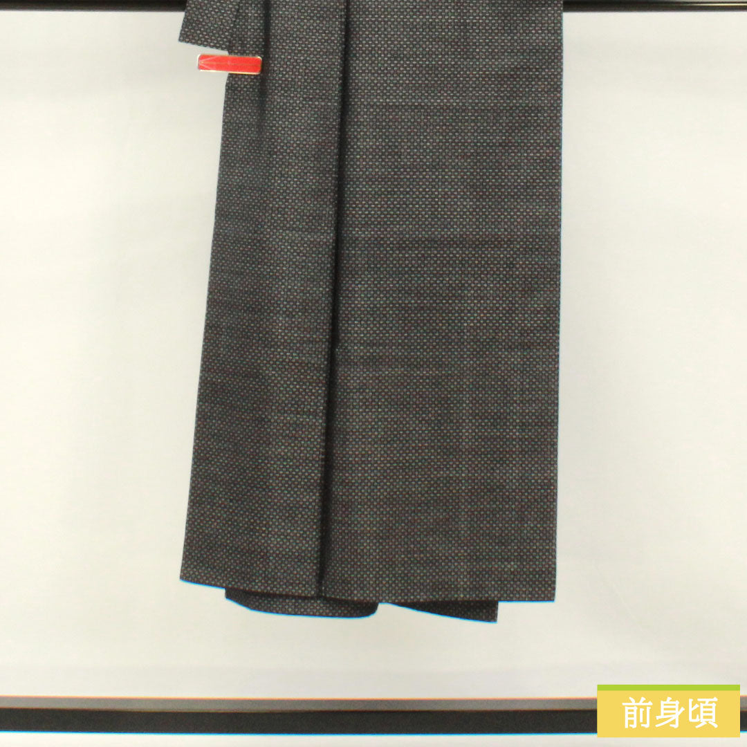 男物 正絹 Sランク 身丈140cm 裄丈66.5cm 大島紬 横双絣 袷 紺系 1119001852418