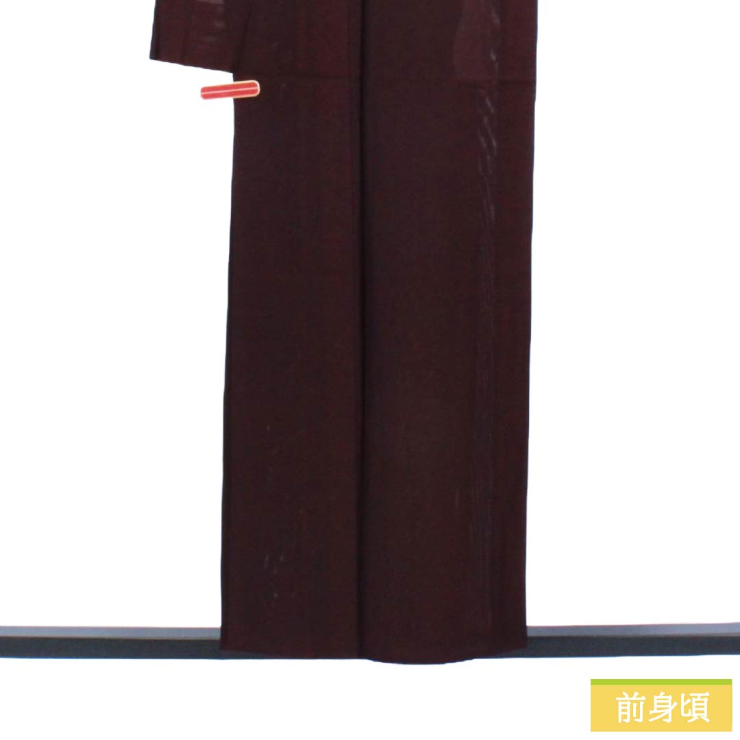夏物 正絹 色無地 Sランク 身丈154.5cm 裄丈65cm 至極色（しごくいろ） 惣陰五三桐 一つ紋 紗 紫系 1132003802220