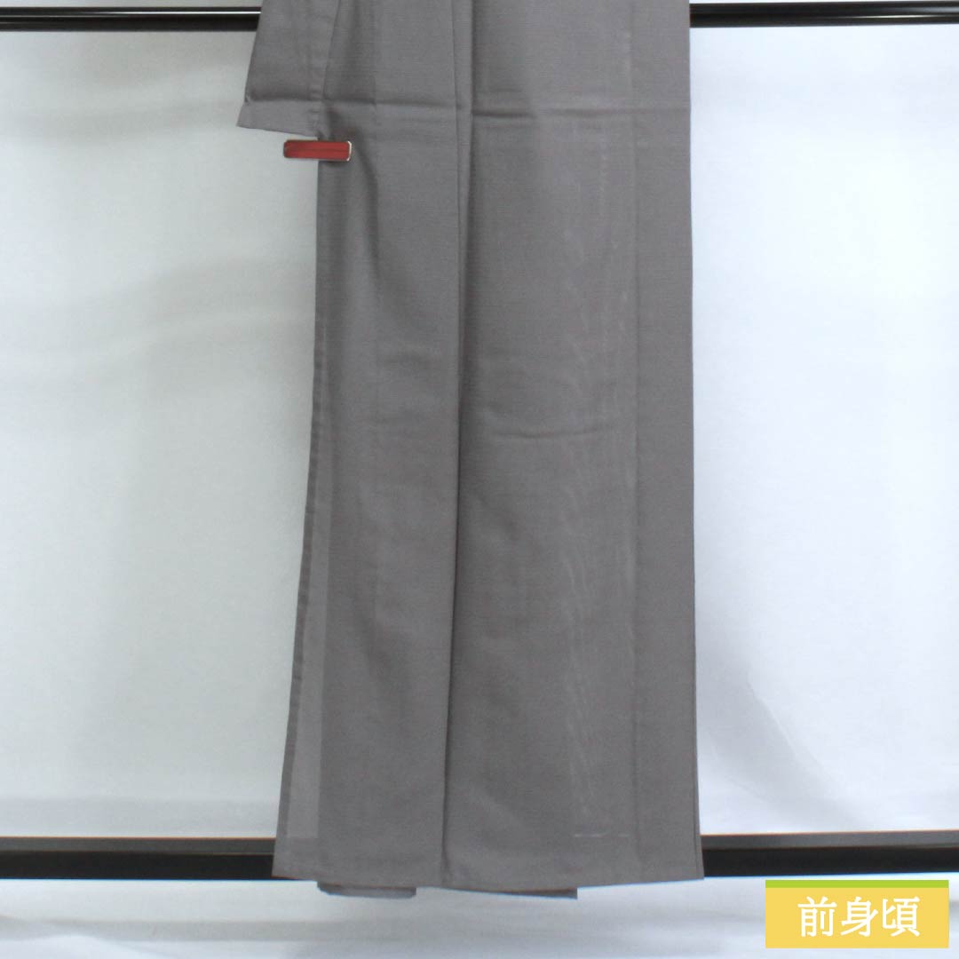 夏物 ポリエステル 色無地 Sランク 身丈157cm 裄丈62cm 燻銀色（いぶしぎんいろ） 洗える着物 絽 グレー系 1132003122322