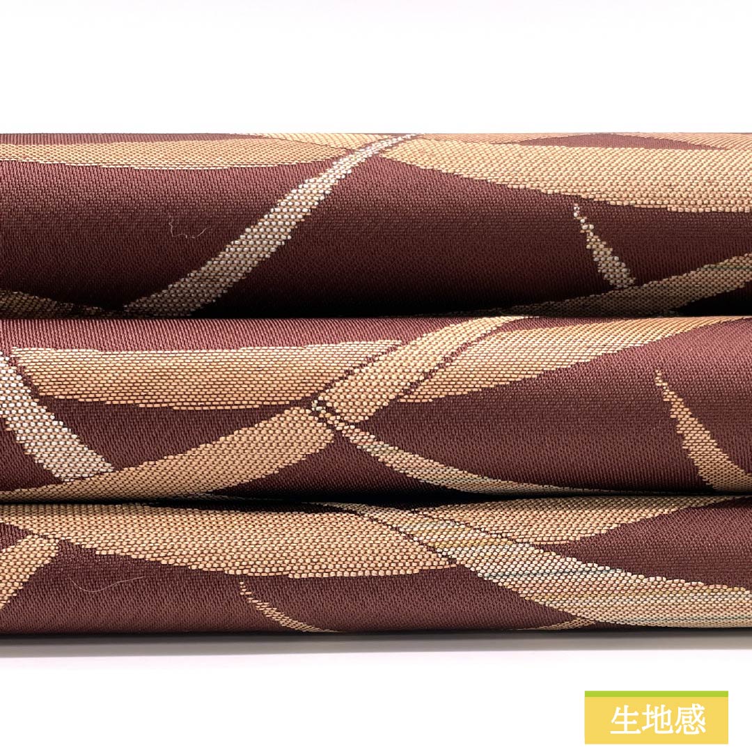 Nagoya Obi, Azuki-chairo (Azuki Brown), Dew Grass Pattern, 348cm Long, Pure Silk, S-Rank, Six-Ply, Semi-Formal, Brown, 1124008352314, Pine Needle Pattern