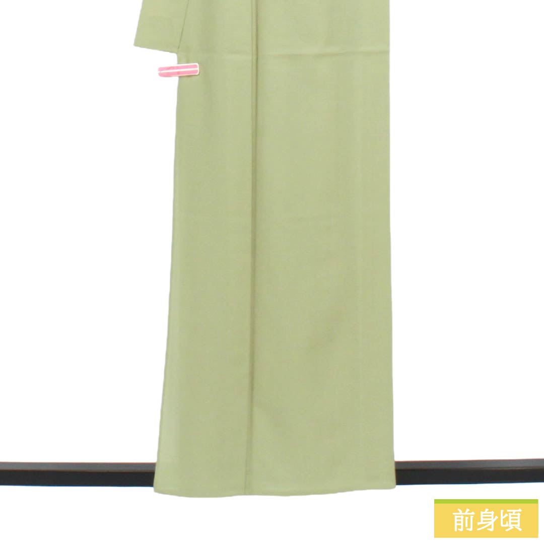 夏物 正絹 色無地 Sランク 身丈157cm 裄丈63.5cm 裏柳色（うらやなぎいろ） 素無地 絽 緑系 1132003982319