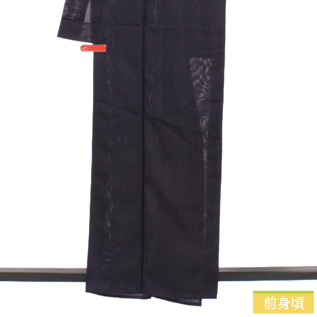 夏物 ポリエステル 色無地 Sランク 身丈161cm 裄丈64cm 紫黒色（しこくしょく） 洗える着物 素無地 絽 紫系 1132004082420