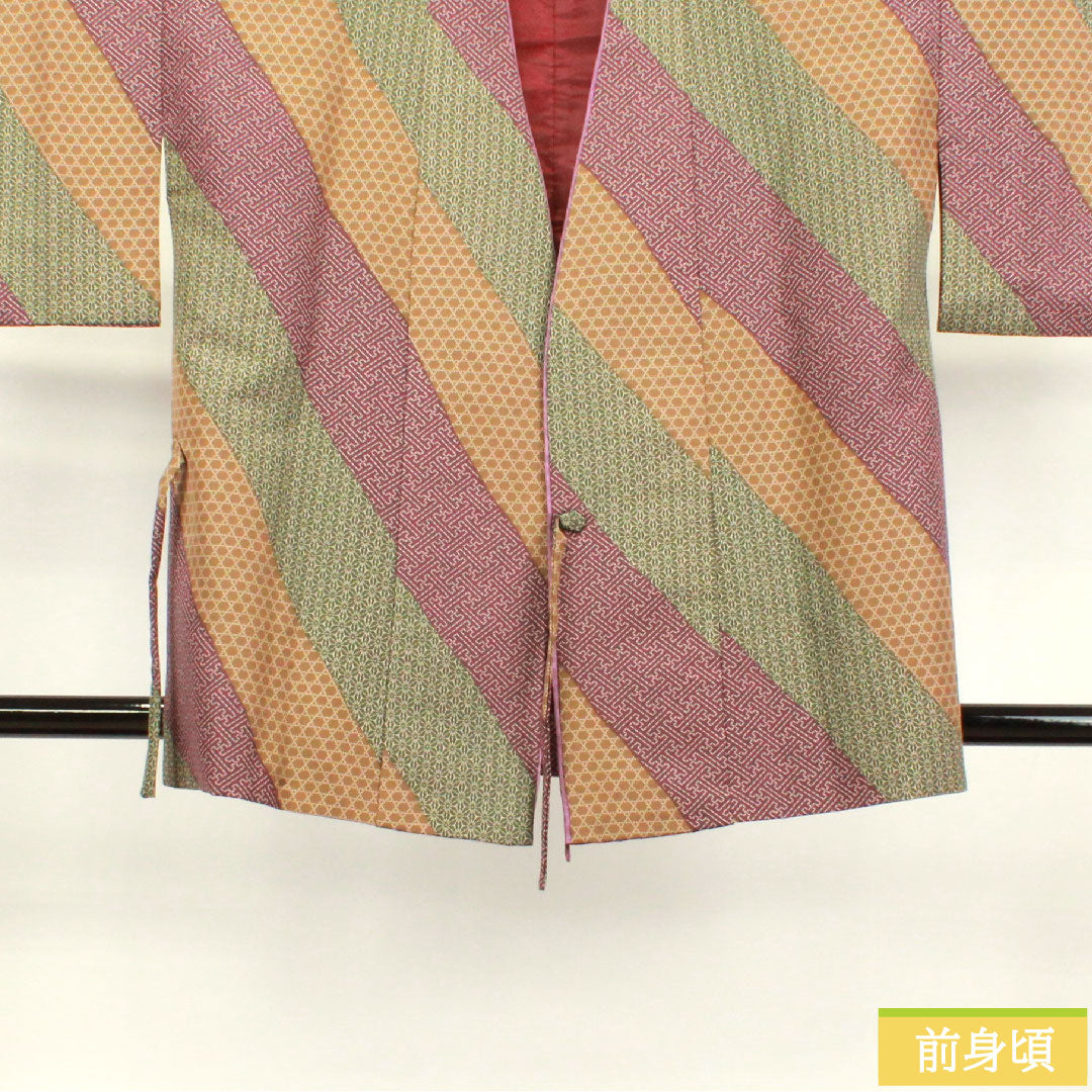 Travel wear, polyester, length 83.5cm, sleeve length 66cm, geometric pattern, washable kimono, S rank, lined, gradient 1117000872999