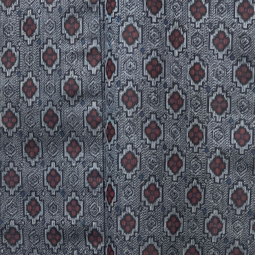Murayama Oshima Length 154cm Sleeve length 63cm Geometric pattern Pure silk A rank Awase Navy blue 1116002133218