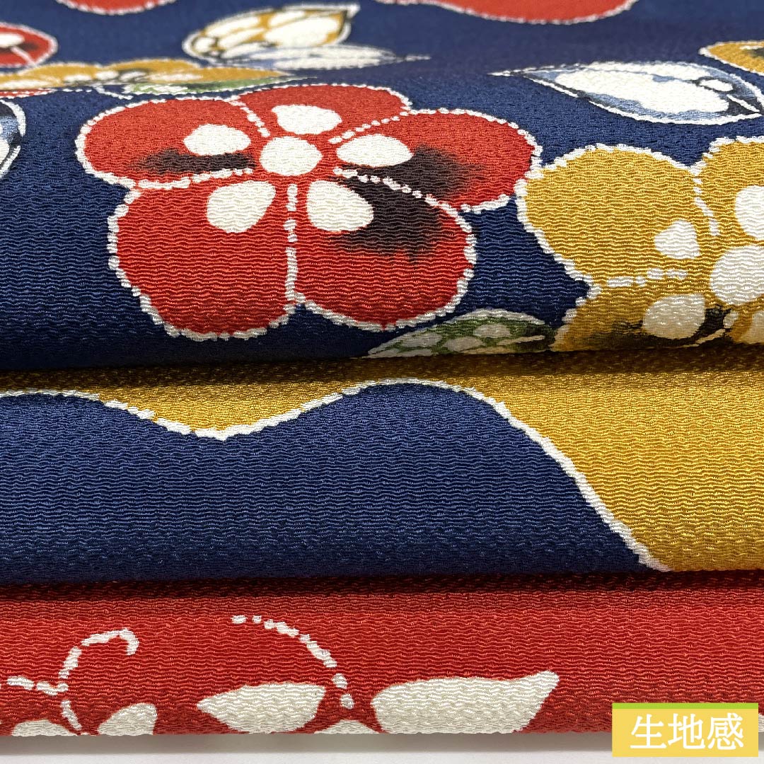 名古屋帯 鉄葡萄色 型染 辻ヶ花 帯丈371.5cm 正絹 Aランク 全通 カジュアル 紺系 1124005403318  名古屋仕立て