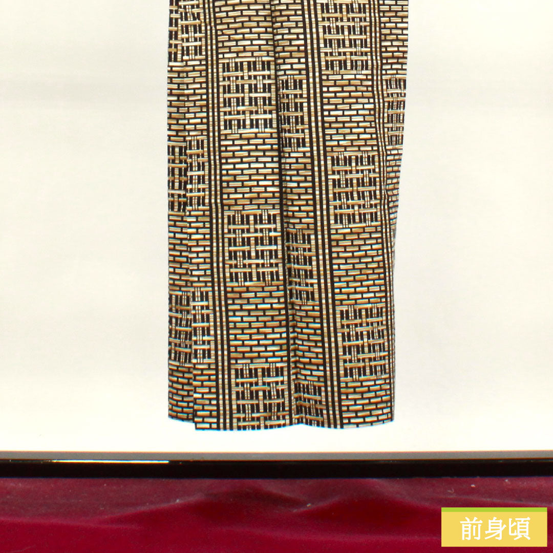 Men's Yukata Cotton, Length 147.5cm, Sleeve-to-shoulder 69cm, S Rank, Unlined, Beige, Tokyo Shiracha (Tokyo white tea color), Geometric pattern, Kansai Yamamoto 1118004942425