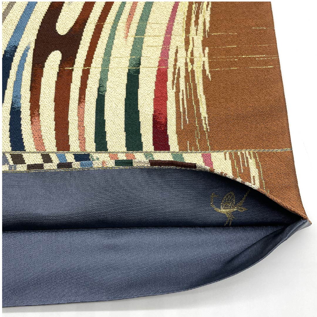 Fukuro Obi (Fukuro obi) in rust red, Shirayaen Oba, geometric pattern, obi length 434cm, pure silk, S rank, six-pass, casual, gradation style, 1123008802399