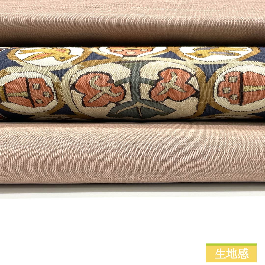 Nagoya obi, Saga gray, Tsuzure weave, Inca bird, obi length 366cm, pure silk, S rank, point pattern, casual, brown, 1124007552314, Nagoya style