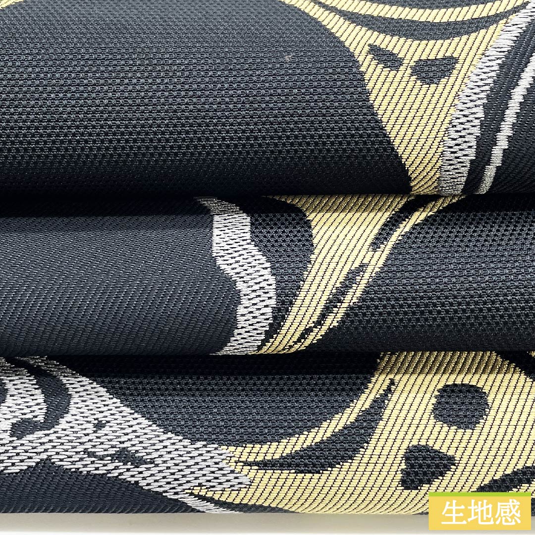 Nagoya obi, Kyoto bag obi, black, water pattern, geometric pattern, classic pattern, obi length 367cm, polyester, S rank, six-way, casual, black, 1124005432310, Kyoto bag