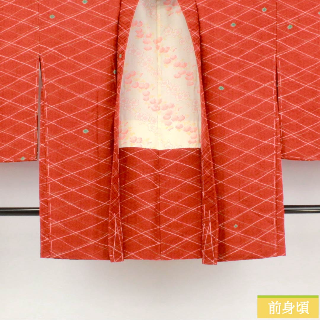 羽織 正絹 Sランク 身丈81.5cm 裄丈67cm 猩々茶色（しょうじょうちゃいろ） 絞り水玉 しつけ糸付き 袷 朱系 1117001442916