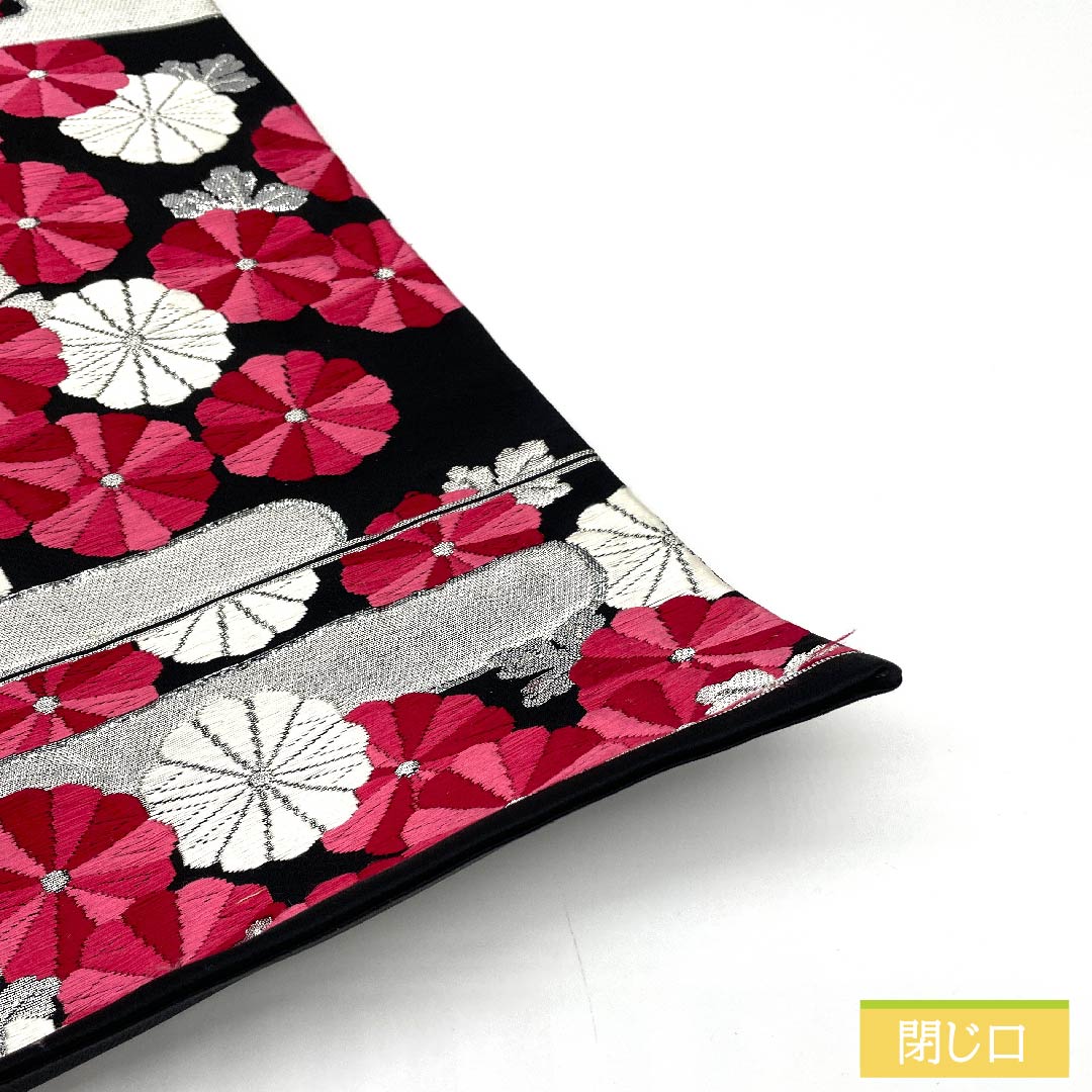 Fukuro Obi (Bag) - Pure Silk - Black - Marjuchymma - Length 400cm - S Rank - Six-way - Formal - Black - 1123011972310