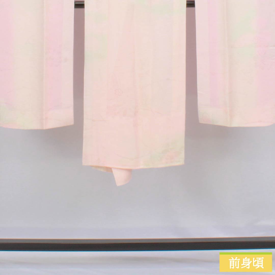Nagajuban (long under-kimono) made of pure silk, S-rank, length 120.5cm, sleeve length 60.5cm, single-layer, floral and butterfly design, pink, product number 1129000852113