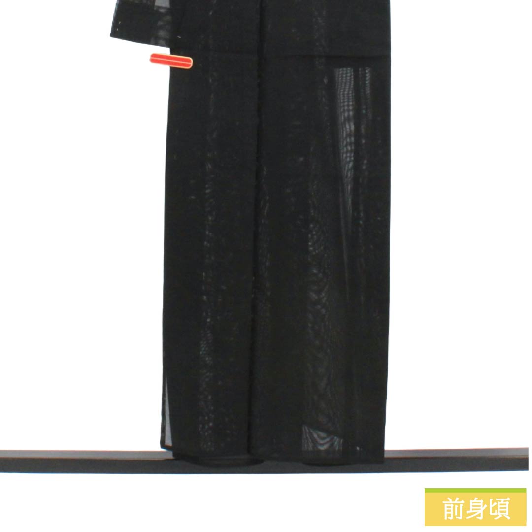 夏物 正絹 色無地 Bランク 身丈154cm 裄丈61.5cm 抽象模様 紗 黒系 1132004274210