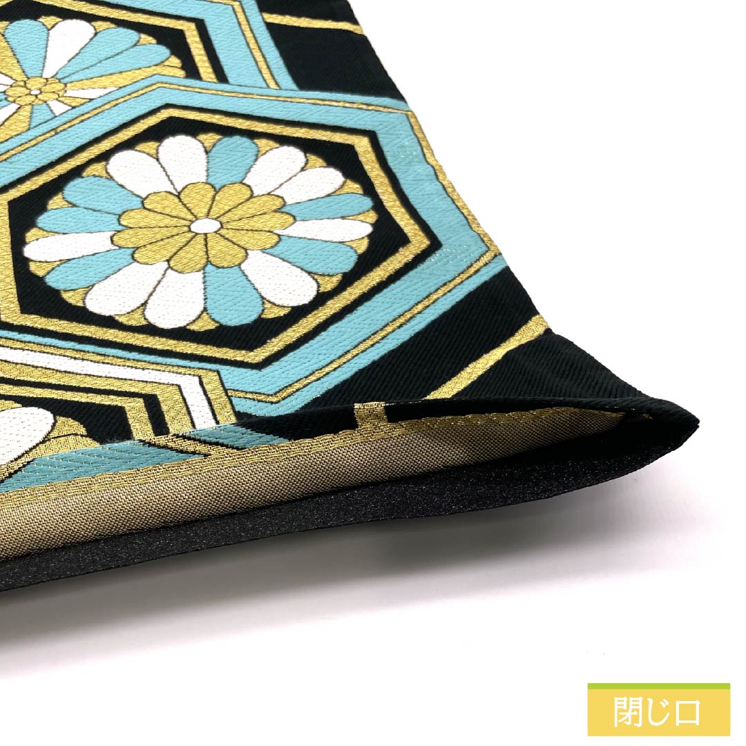 Formal black obi, pure silk, A-rank, tortoiseshell and chrysanthemum design, 454cm long, six-fold obi, suitable for furisode (long-sleeved kimono). Product code: 1123015833410