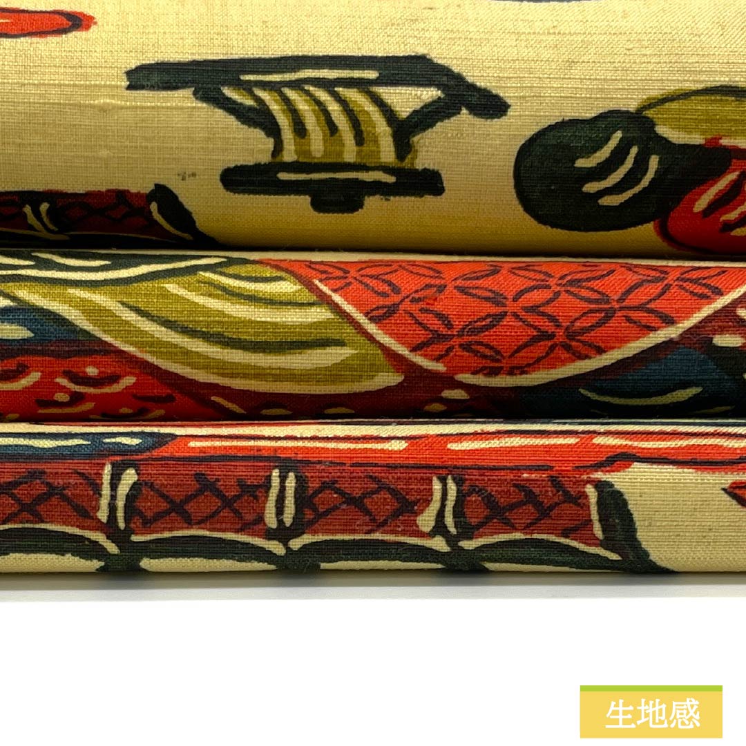 名古屋帯 淡黄色色（たんこうしょくいろ） 京紅型 風景模様 魚 帯丈356cm 正絹 Sランク 全通 カジュアル 黄系 1124007362323 名古屋仕立て