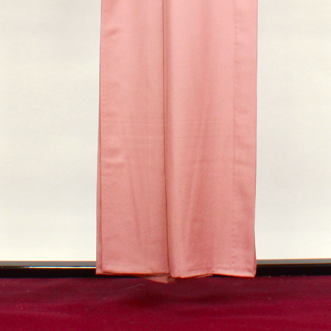 色無地 ポリエステル 帯紅色 洗える着物 しつけ糸付き 中陰桔梗  身丈156.5cm 裄丈61.5cm 単衣  Aランク ピンク系 1114000683313