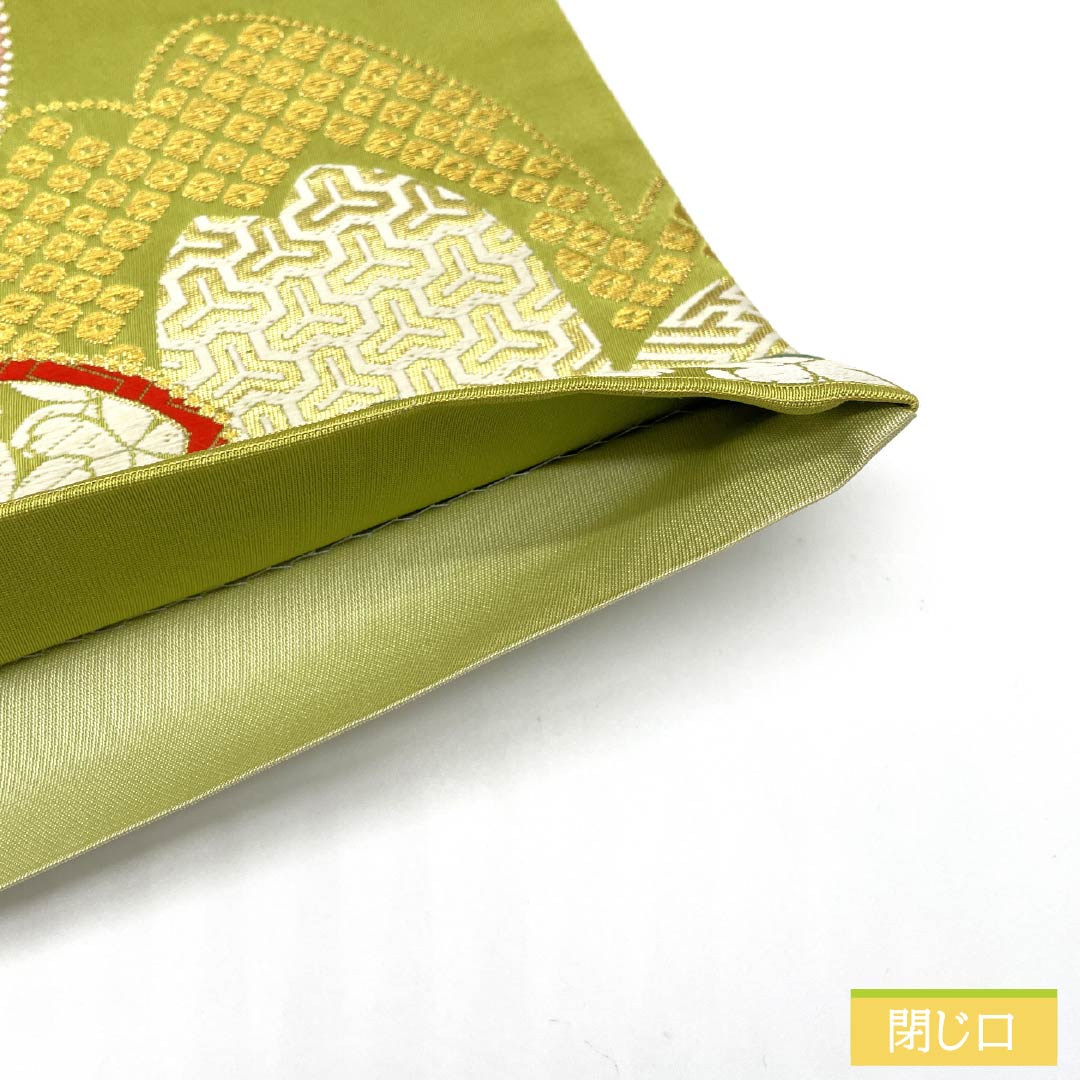 Fukuro Obi, Pure Silk, Wakanae-iro (Wakanae-iro), For Furisode, Cherry Blossom, Shippo, Sayagata, Obi Length 434cm, S Rank, Six-way, Formal, Green, 1123013662319