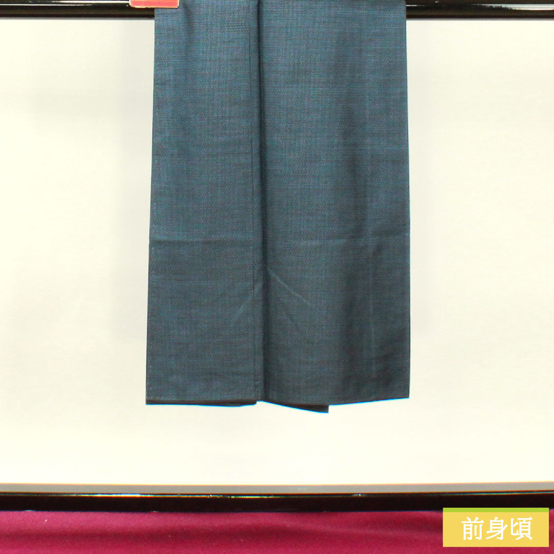 Men's pure silk, length 139.5cm, sleeve length 66.5cm, Oshima Tsumugi 100 tortoiseshell pattern, S rank, lined, navy blue, 1119000812318